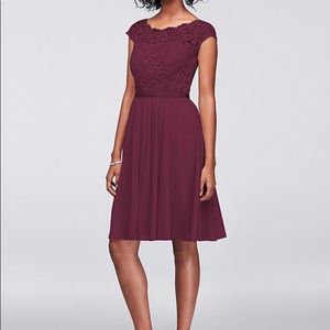 Short Lace & Mesh Dress w/ Illusion Neckline